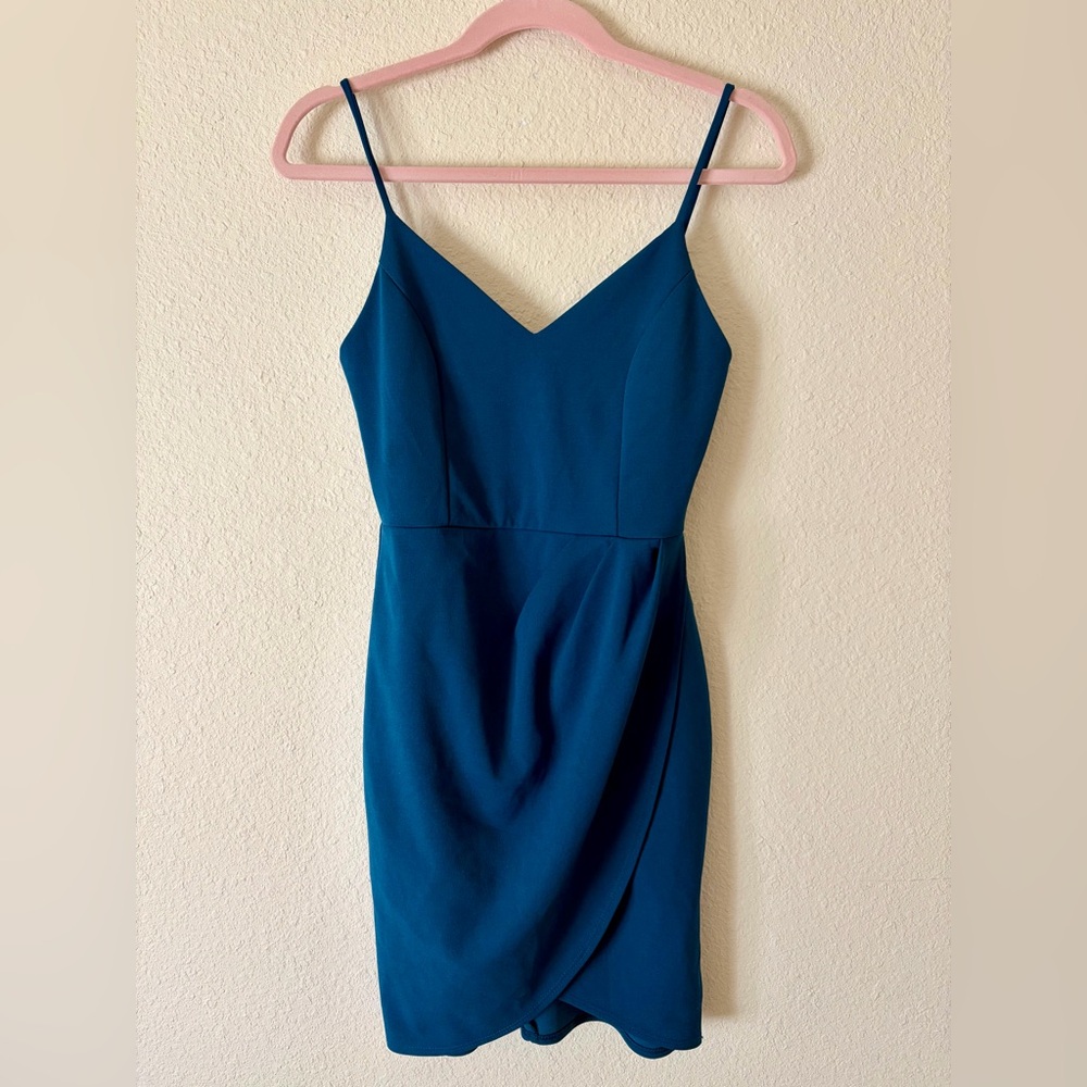 Lulu's Teal Spaghetti Strap Mini Dress